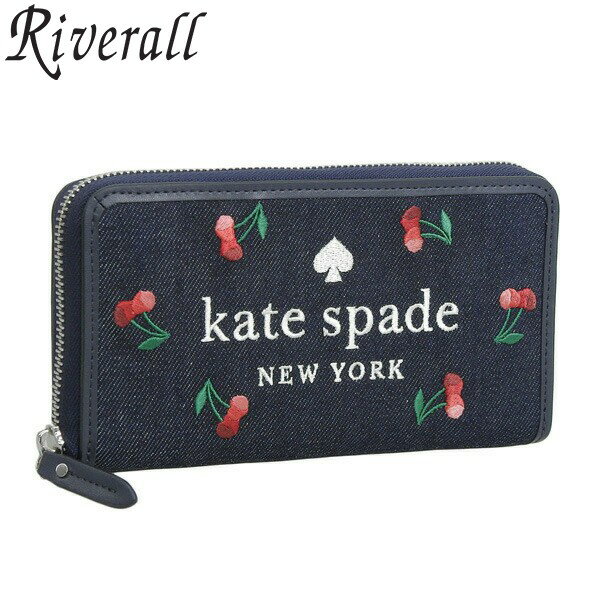 ケイト・スペード ニューヨーク 財布（レディース） ケイトスペード KATE SPADE ELLA CHERRY EMBROIDERED DENIM 長財布 財布 デニム ブルーマルチ レディース k6151-403 アウトレット 30日間返品保証 代引手数料無料 一粒万倍日 楽天スーパーセール