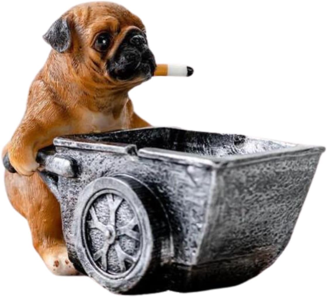 【送料無料】灰皿 パグ ブルドック 工事 犬 キャラクター テーブル用灰皿 卓上灰皿 大容量 おもしろ 卓上 フレンチブルドッグ 小銭入れ