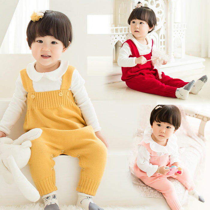 【送料無料】ニットオーバーオール サロペットパンツ ロンパース 子供服 ベビー服 ベビーウェア キッズ服 キッズウェア 子供服 男の子