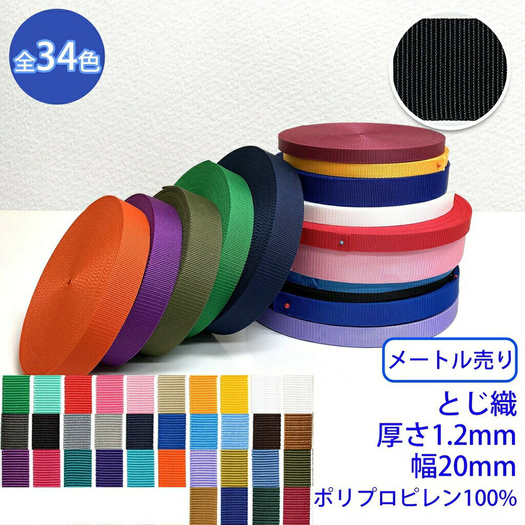 【メール便可：10m迄】メートル売り RPテープ とじ織 ポリプロピレン100% 厚さ1.2mm x 幅20mm [M便 1/10]