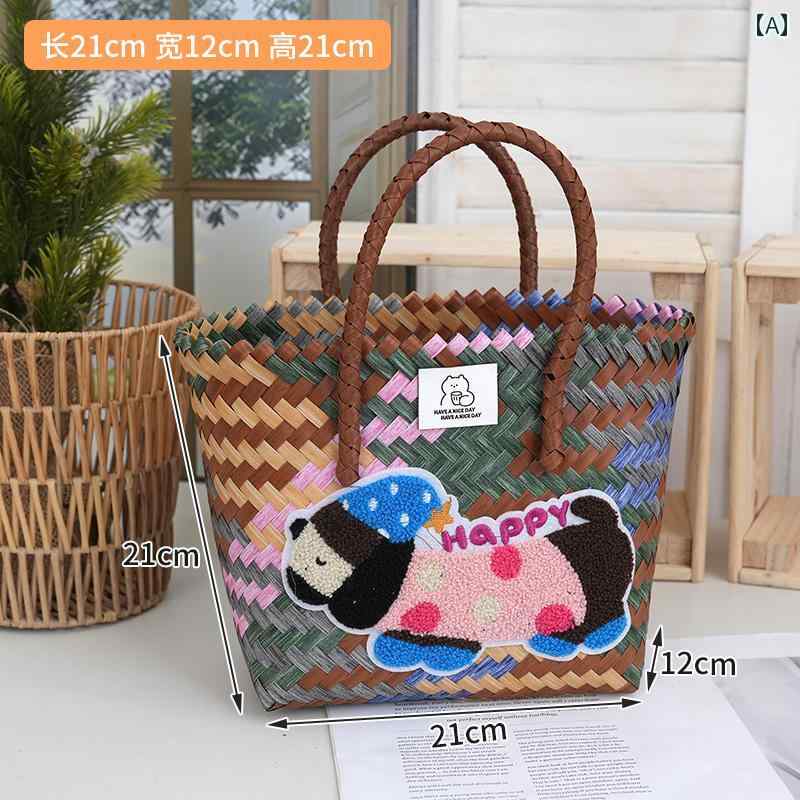 犬用 トートバッグ バッグ ダックスフントの 子犬の 手編み バッグ ハンドバッグ 野菜 バスケット トートバッグ かわいい お土産