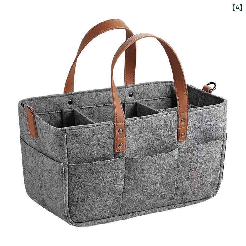 犬用　トートバッグ　バッグ ポータブル おむつ フェルト 収納 バッグ大容量 ハンドバッグ ベビー マルチグリッド ママ お出かけ バッグ