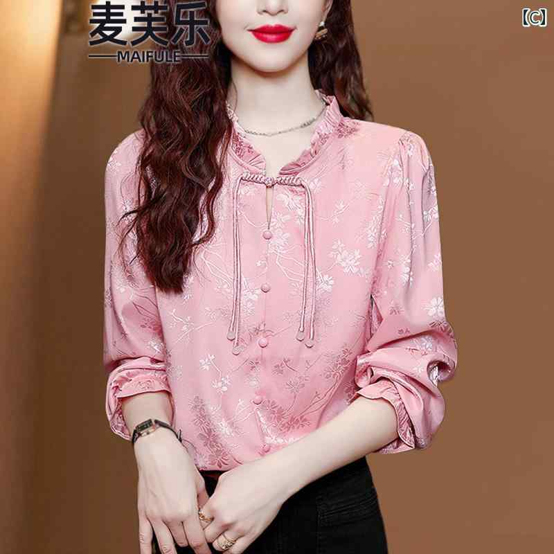 シャツワンピース レディース 春秋 婦人服 馬 面 スカート チャイナ風 サテンシャツ トップ 2025 新型の 小さい シャツ