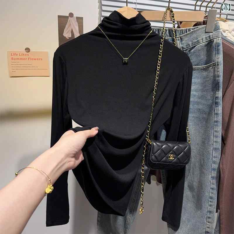 レディース ハイネック タートルネック La Chapelleの ブラック タートルネックシャツ レディース 2025..