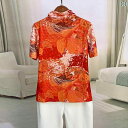 レディース ハイネック タートルネック 2024年 レディース 服 パイル カラー 半袖 Tシャツ プリント メッシュ トップス おしゃれで スタイリッシュな ハイネック レイヤリング シャツ インナーウェア