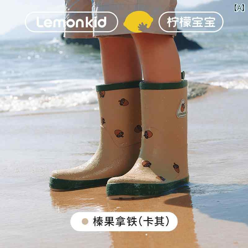 子供用 長靴 の Lemonkid レモン ベビー 子供用 レインブーツ キッズ 学生用 ウォーター シューズ 男の..