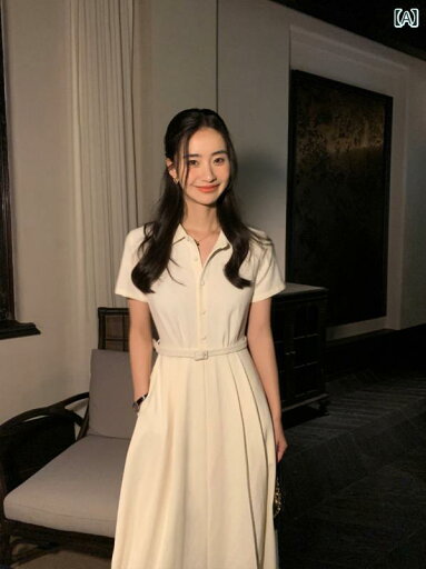 シャツ ワンピース 高級 ポロ カラー シャツ ワンピース 女性用 2025夏 カジュアル シンプル ロング スカート シャツ ワンピース 高級 ポロ カラー シャツ ワンピース 女性用 2025夏 カジュアル シンプル ロング スカート