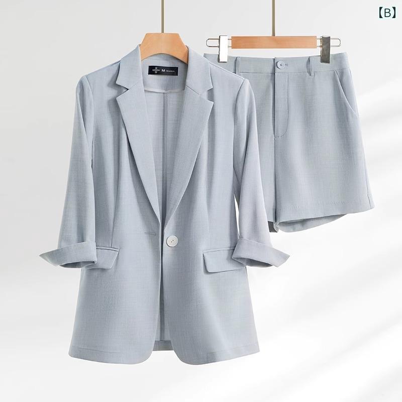 シンプル 女性 スーツ 夏 スーツ ショート パンツ 女性 薄手 2025 ハイエンド プロ 着用 日焼け防止 カジュアル スモール ジャケット