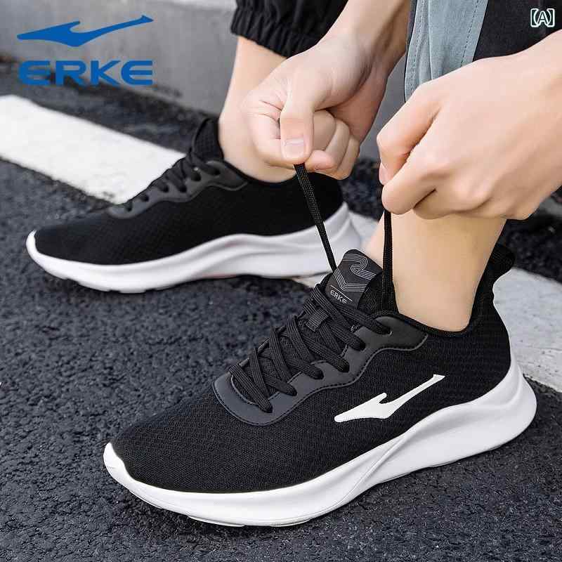 メンズ 白靴 スニーカー Hongxing Erke メンズシューズ 2025 夏の ソフト ソール ランニング シューズ メッシュ 通気性 防臭 メンズ スポーツ