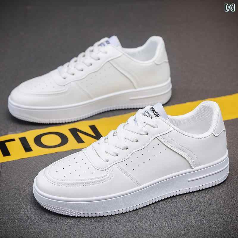 メンズ 白靴 スニーカー 男性用 ホワイト シューズ 秋 向け カジュアル 万能 メンズシューズ 2025 春夏 白の スポーツ