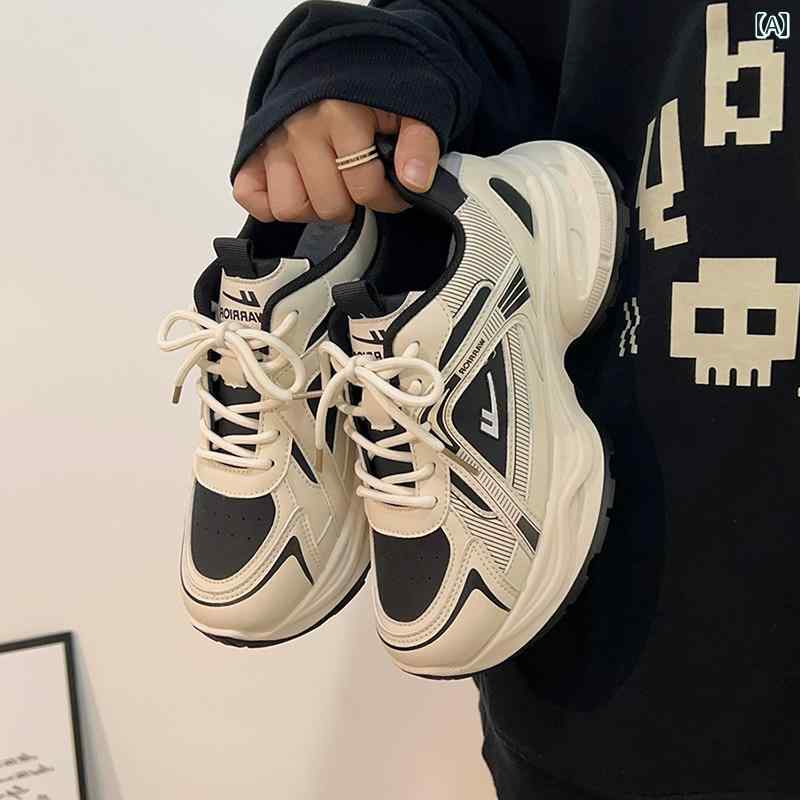 メンズ 白靴 スニーカー 戦士 メンズシューズ 2025 春 シューズ メンズ スポーツ カジュアル 万能 厚底 ダッド