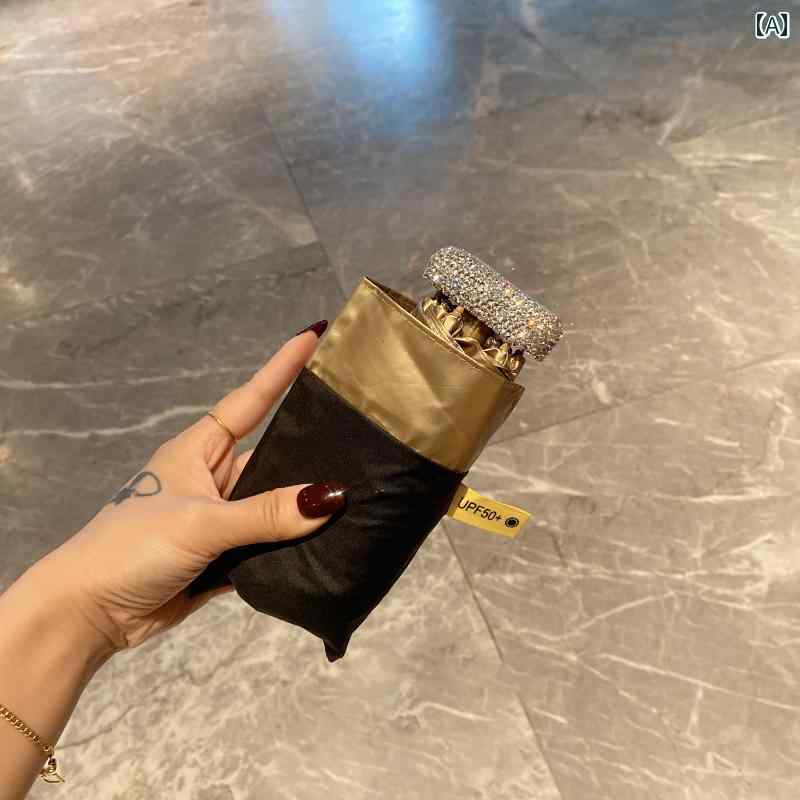 折り畳み式　傘 高級 日傘 日焼け防止 UV カット 女性用 な 個性 軽量 ラインストーン 象嵌 ポータブル..