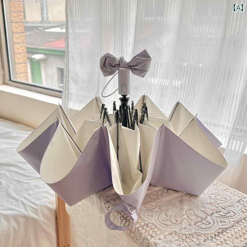 折り畳み式　傘 高級 カラー ビニール 傘全自動 晴 雨 兼用 日傘 日焼け防止 紫外線 防止 折りたたみ 傘 女性用