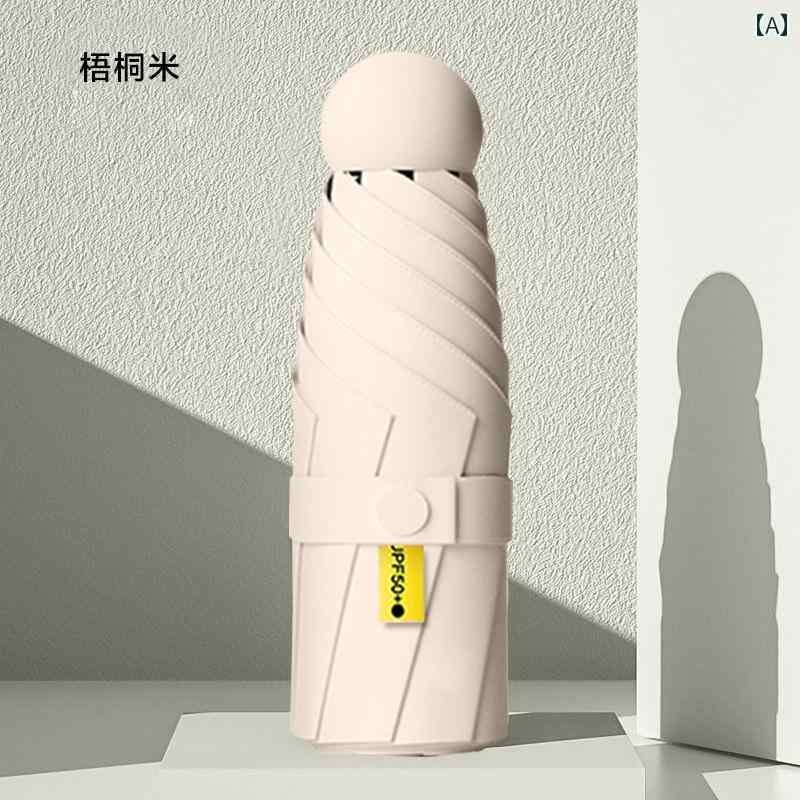 折り畳み式　傘 カプセル 日傘 女性 日焼け防止 紫外線対策 晴 雨 兼用 折りたたみ 傘 50 % オフ ポー..