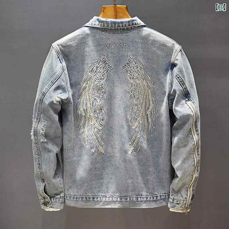 デニムジャケット　メンズ　シャツ 秋冬 レトロ 刺繍 デニムジャケット メンズ 2024 冬 ハイエンド ワークジャケット
