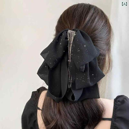 アクセサリー シュシュ ピン フランスの 星空 精巧 星の 弓の タッセル クリップ なの 黒の シンプル サテンの ヘア ピン アクセサリー シュシュ ピン フランスの 星空 精巧 星の 弓の タッセル クリップ なの 黒の シンプル サテンの ヘア ピン