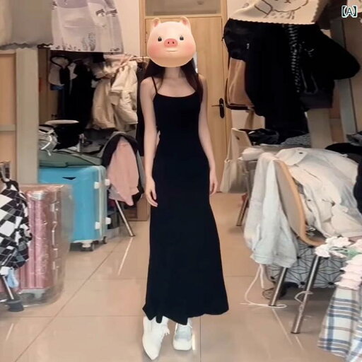 スリムフィット サスペンダードレス 2025年 風 ブラック サスペンダー ドレス 夏 レディース 服 ホット ガール セクシー スリム ヒップ スカート ロング スリムフィット サスペンダードレス 2025年 風 ブラック サスペンダー ドレス 夏 レディース 服 ホット ガール セクシー スリム ヒップ スカート ロング
