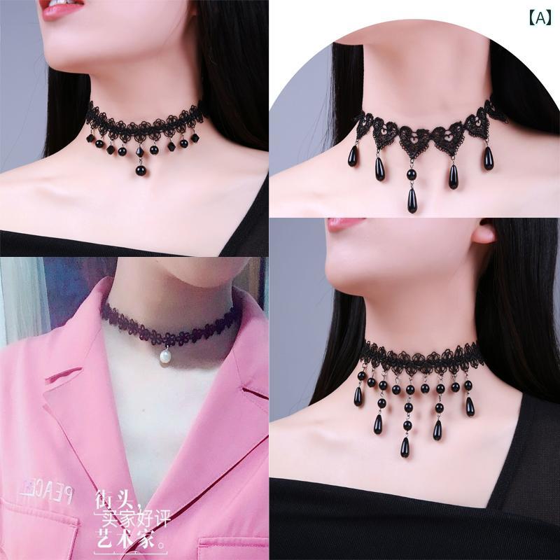 ネック ストラップ アクセサリー 游 欣 ベビー ネット カラー ネックレス 鎖骨 女性 夏 ネック ストラップ レース アクセサリー ショート 新年