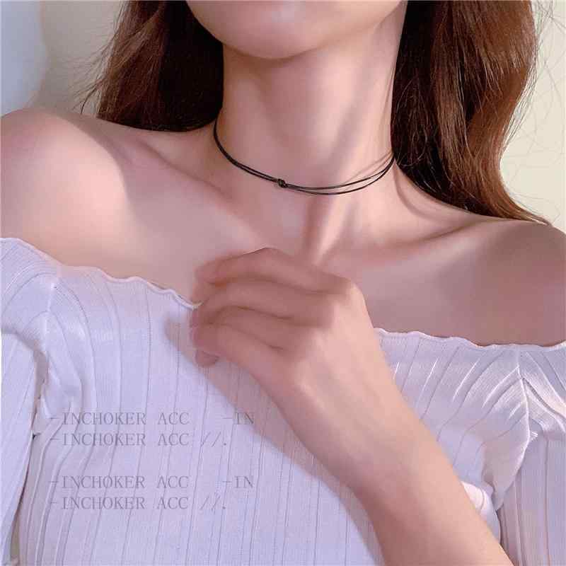 ネック ストラップ アクセサリー 王子 文同 型 チョーカー 黒 首輪 Qu Xiaoxiao ネック チェーン 女性 夏 鎖骨 ネックレス