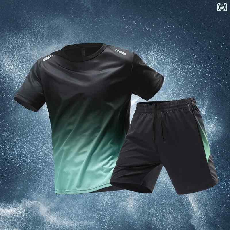バスケットボール ウェア メンズ スポーツ スーツ メンズ フィットネス 服 速乾 夏 冷感 半袖 ショーツ Tシャツ フェザー バスケットボール サッカー ランニング