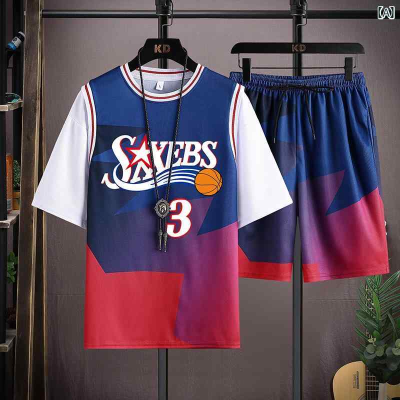 バスケットボール ウェア メンズ 13 バスケットボール ユニフォーム スポーツ スーツ 1215歳の 少年 半袖 Tシャツ 中学生 夏 速乾 ジャージ