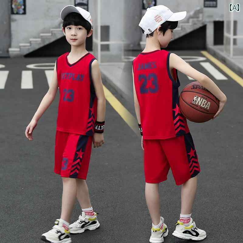 バスケットボール ウェア メンズ 子供用 ボーイズベスト バスケットボール ユニフォーム スーツ 2025 大中 サイズ ノースリーブ 速乾 服 夏 学生 トレーニング