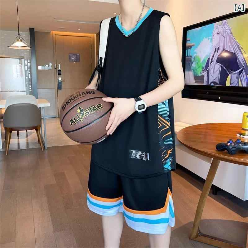 バスケットボール ウェア メンズ バスケットボール ユニフォーム 夏 速乾 ノースリーブ Tシャツ 男の子 1215歳 中学生 夏服 冷感 ベスト スポーツ スーツ
