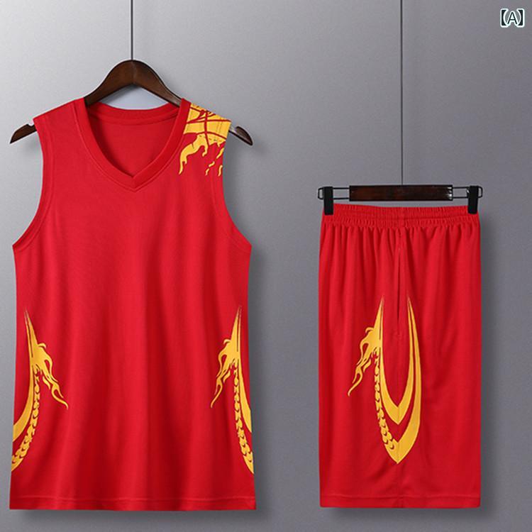 バスケットボール ウェア メンズ 大きいサイズ 速乾 バスケットボール スーツ メンズ 夏 薄手 冷感 ベスト ゆったり 通気性 ランニング フィットネス スポーツウェア