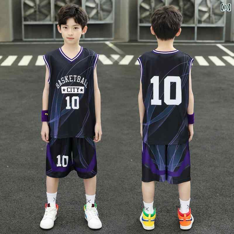 バスケットボール ウェア メンズ 男の子用 バスケットボール ユニフォーム中大 サイズ用 ノースリーブベスト トレーニング スーツ サイズ 10の ジャージ スポーツ チーム ユニフォーム 速乾 衣類