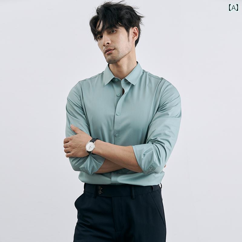 楽天リバーパディシンプル メンズ Yシャツ 韓国 ビジネス 通勤 ノンアイロン フォーマルウェア プロ スリム スーツ シャツ メンズカジュアル アンチリンクル 長袖 白
