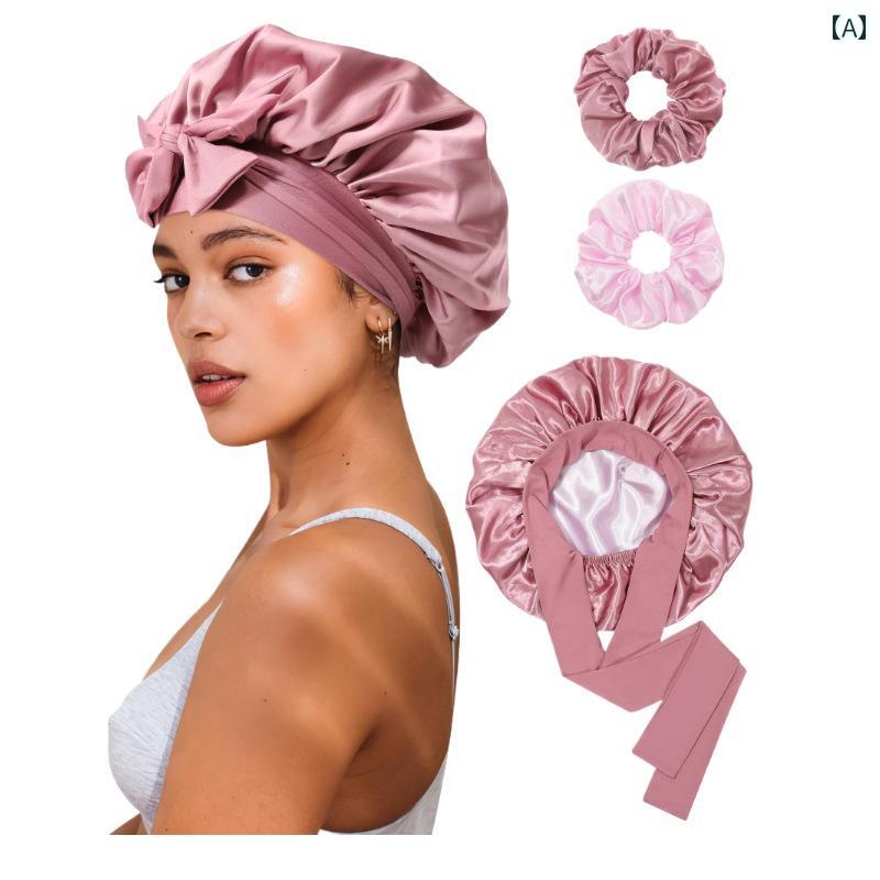 ヘアキャップ キャップ 二 重層 フェイク ハット スリーピング レディース サテン ナイト キャップ カ..