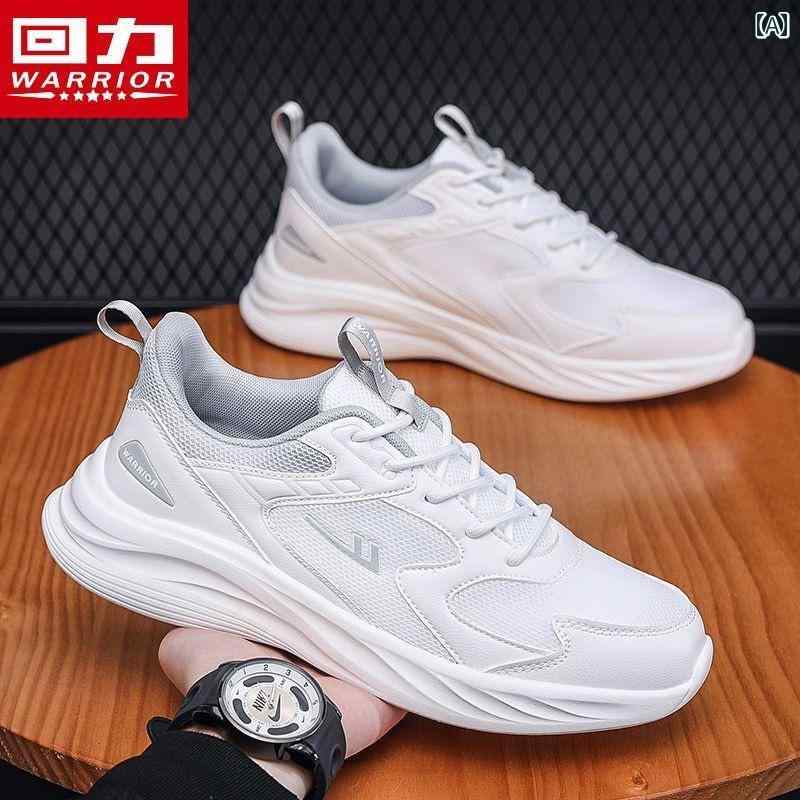 メンズ 白靴 スニーカー ウォリアー メンズシューズ スポーツ シューズ メンズ ホワイト メッシュ カジュアル 軽量 通気性 ランニング