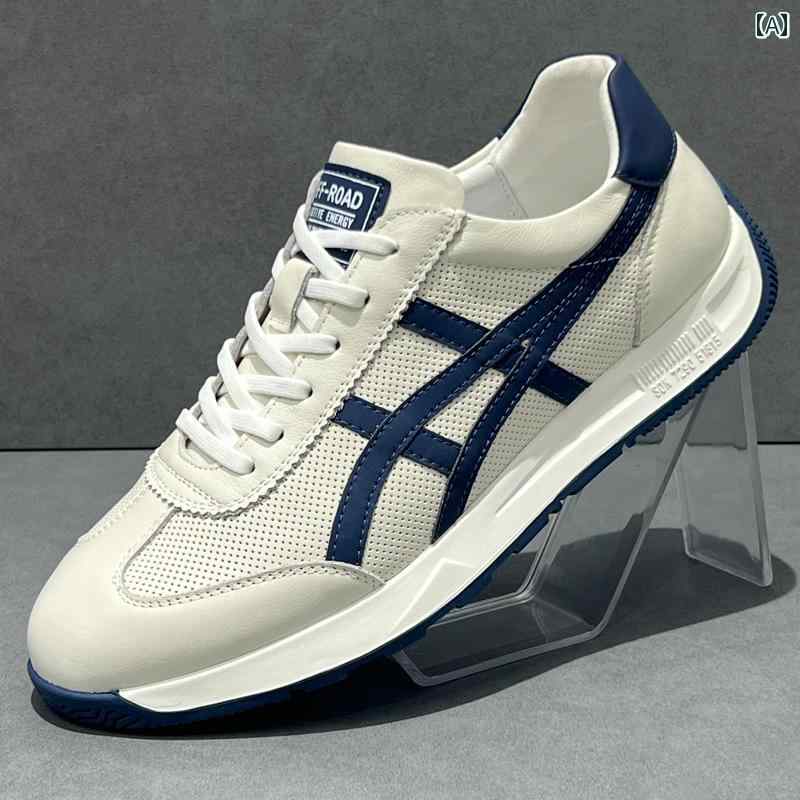 メンズ 白靴 スニーカー の 駅 フォレストガンプ シューズ メンズ 夏 革 ソフト ソール ランニング ホワイト 通気性 カジュアル スポーツ