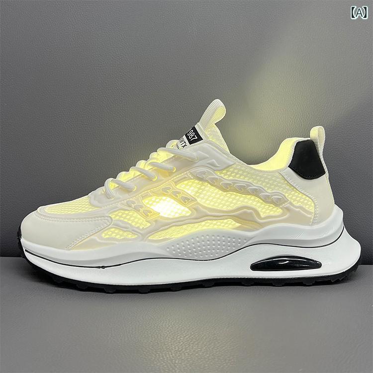 メンズ 白靴 スニーカー メンズシューズ 夏 2025 ソフト ソール カジュアル シューズ 軽量 メッシュ 通気性 ダッド ホワイト