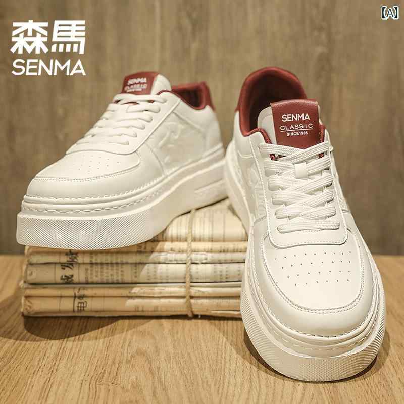 メンズ 白靴 スニーカー セミール ホワイト シューズ メンズ 2025 夏 通気性 スポーツメンズ 厚底