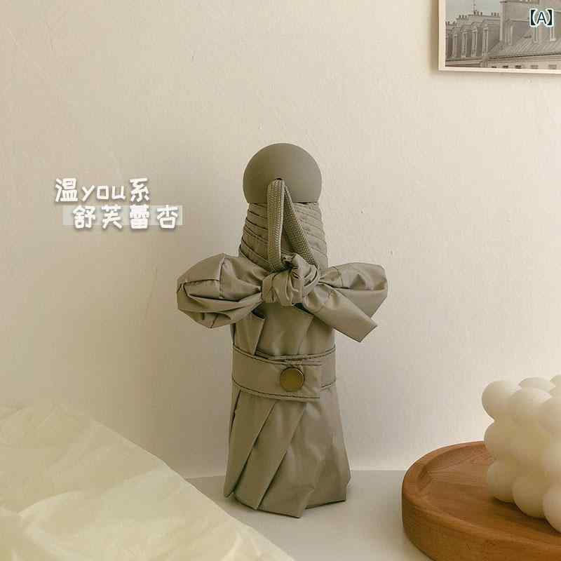 折り畳み式　傘 5つ 折り 傘 ミニ 折りたたみ 日傘 両用 夏 小型 ポータブル 日焼け防止 UV 保護 女性