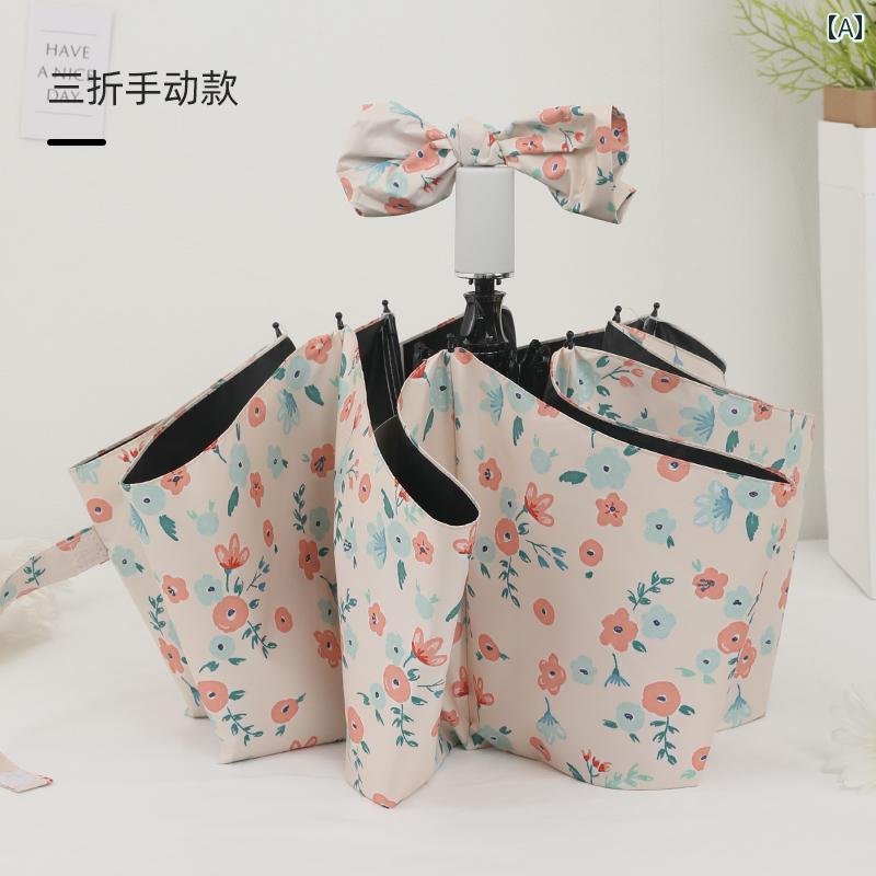 折り畳み式　傘 フレンチ 花柄全自動 晴 雨 兼用 折りたたみ 日よけ UV カット 女子高 見え 傘