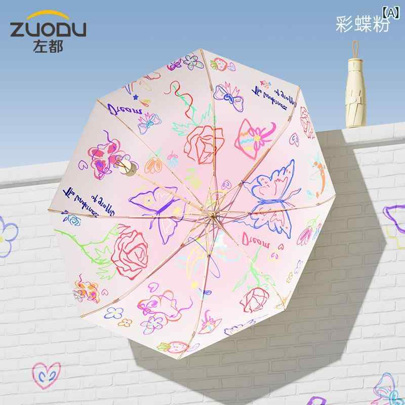 折り畳み式　傘 Zuodu 日傘 サンシェード 日焼け防止 UV カット 晴れと 雨 女性用 小型で 持ち 運び 可..