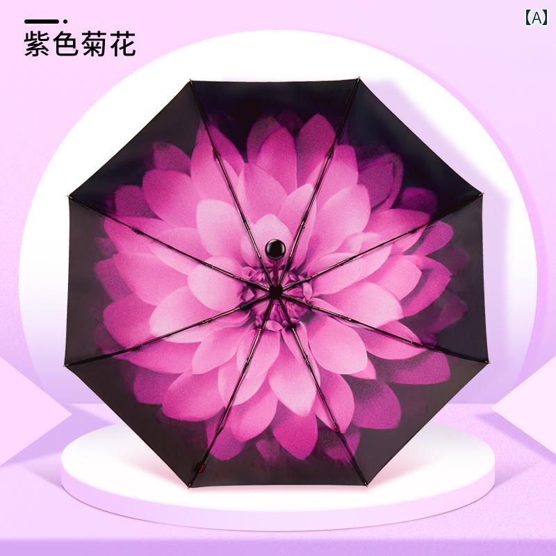 折り畳み式　傘 全自動 二 層 日焼け防止 傘 UPF 50 折りたたみ 晴 雨 兼用 女性用 抗 UV 日傘 黒 接着剤