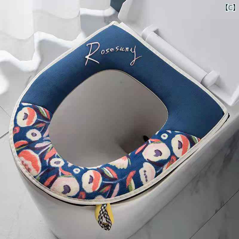 トイレマットカバー トイレ シート ウォッシャー リング ユニバーサル オール シーズン 対応 家庭用 防水 冬用 カバー ジッパー かわいい ぬいぐるみ