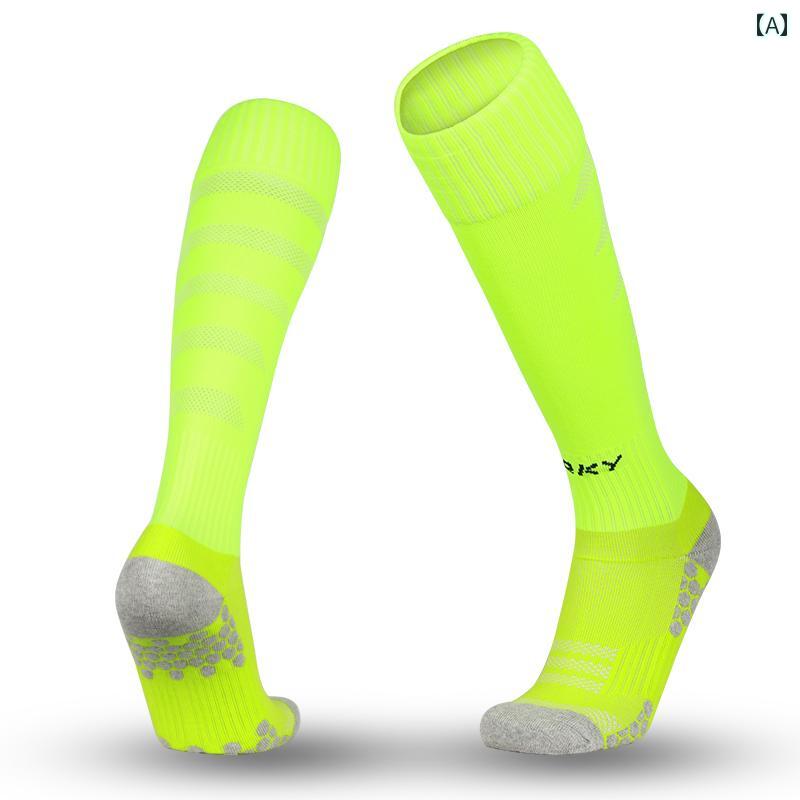 サッカー ソックス Orky Wokai フットボール ソックス ロング 膝上 丈 タオル 底 滑り止め 厚手 男の子..