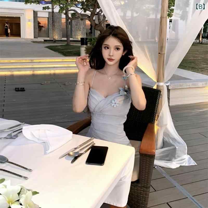 スリムフィット サスペンダードレス フランスの なの花の スリング ドレス レディース ウエスト 魅惑的 スリム 休暇 ホット ガールの 短い スカート 夏