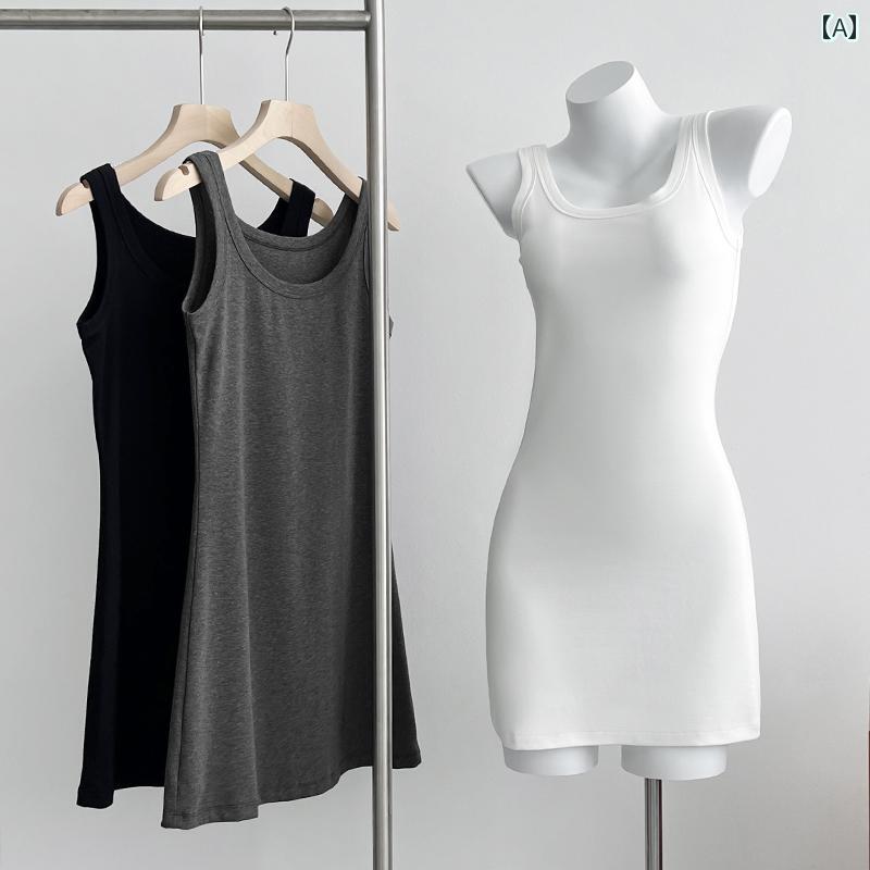 スリムフィット サスペンダードレス U ネックの 綿 キャミソールドレス 女性用 2025夏 スリムフィット ショート スカート ヒップ ドレス(4)