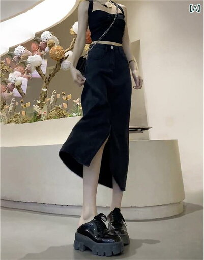 パンツドレス レディース 女性用 ブラックデニム スカート 夏用 細身 太め ガール mm 肉を カバー し 細く 見える aライン ヒップ ミディアムと ロング 丈 パンツドレス レディース 女性用 ブラックデニム スカート 夏用 細身 太め ガール mm 肉を カバー し 細く 見える aライン ヒップ ミディアムと ロング 丈