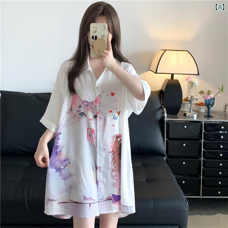 パンツドレス レディース シャツ ワンピース パジャマ レディース 夏 半袖 太め MM ゆったり お腹 カバー ホーム 服 ミディアム 丈 冷感 ナイトドレス