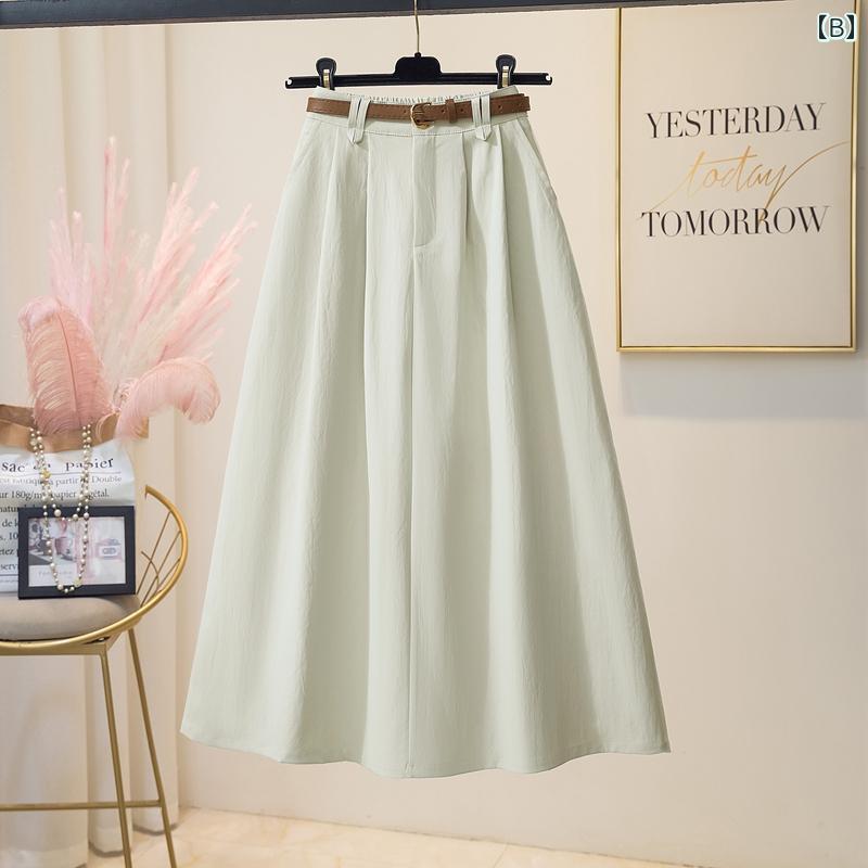 パンツドレス レディース 2025 春 レトロ ハイウエスト aライン プリーツスカート レディース カジュアル ポケット アーティスティック ミディ ロング スイング スカート