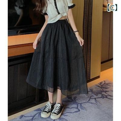 パンツドレス レディース ラシャペル ブラック スリムフィット ミディアム 丈 スカート aライン レディース 夏 2025 高級 ふわふわ ガーゼ