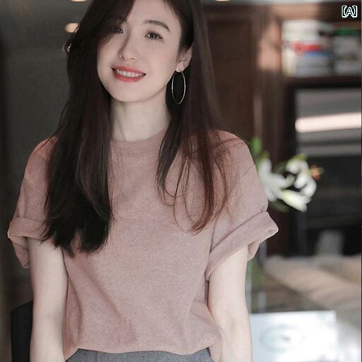 パンツドレス レディース 2025夏の 女性用 ピンク ショルダー 半袖 Tシャツ 新 スリム トップ パンツドレス レディース 2025夏の 女性用 ピンク ショルダー 半袖 Tシャツ 新 スリム トップ
