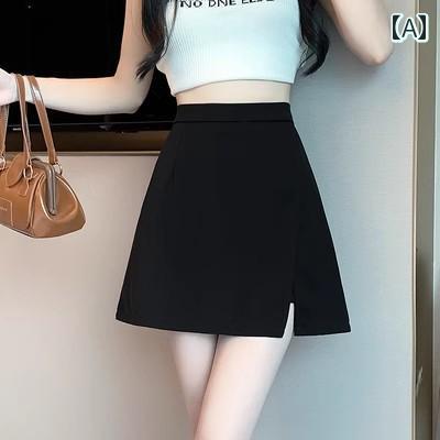 パンツドレス レディース 夏用 女性用 ハイウエスト 不規則 キュロット 露出 防止 安全で スリム ミドル 丈の スリットスカート パンツドレス レディース 夏用 女性用 ハイウエスト 不規則 キュロット 露出 防止 安全で スリム ミドル 丈の スリットスカート