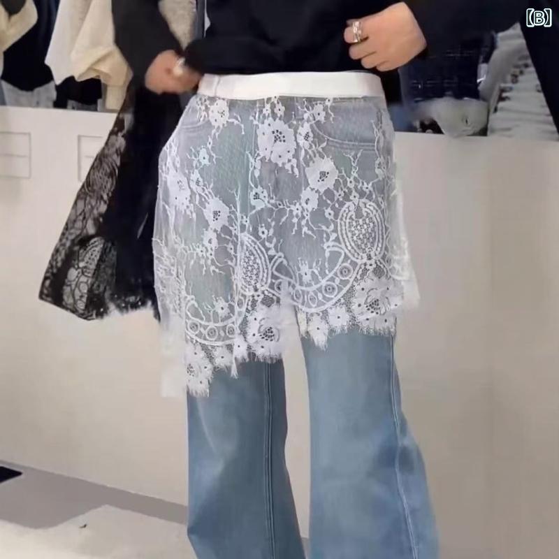 パンツドレス レディース 韓国 ファッション 不規則な レース おなら カーテン スカート 女性 大きめ サイズ 太い MM 風 レイ ヤード ショート 夏